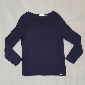 Women's Calvin Klein Long Sleeve Workwear Top - Dark Blue, Size XL